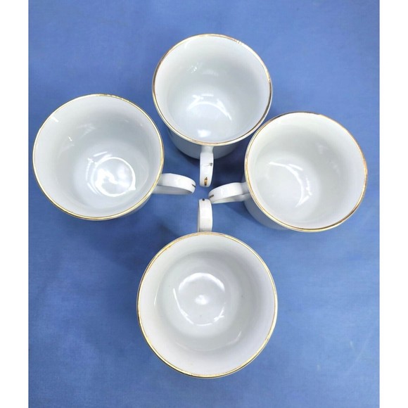 Christmas Tree Tea Coffee Mugs Gold Trim 4 Cups SEA GULL Fine China - Picture 3 of 6